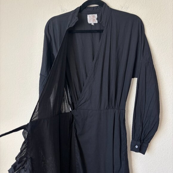 A Shirt Thing Ruffle Trim True Wrap Midi Dress - Picture 14 of 14
